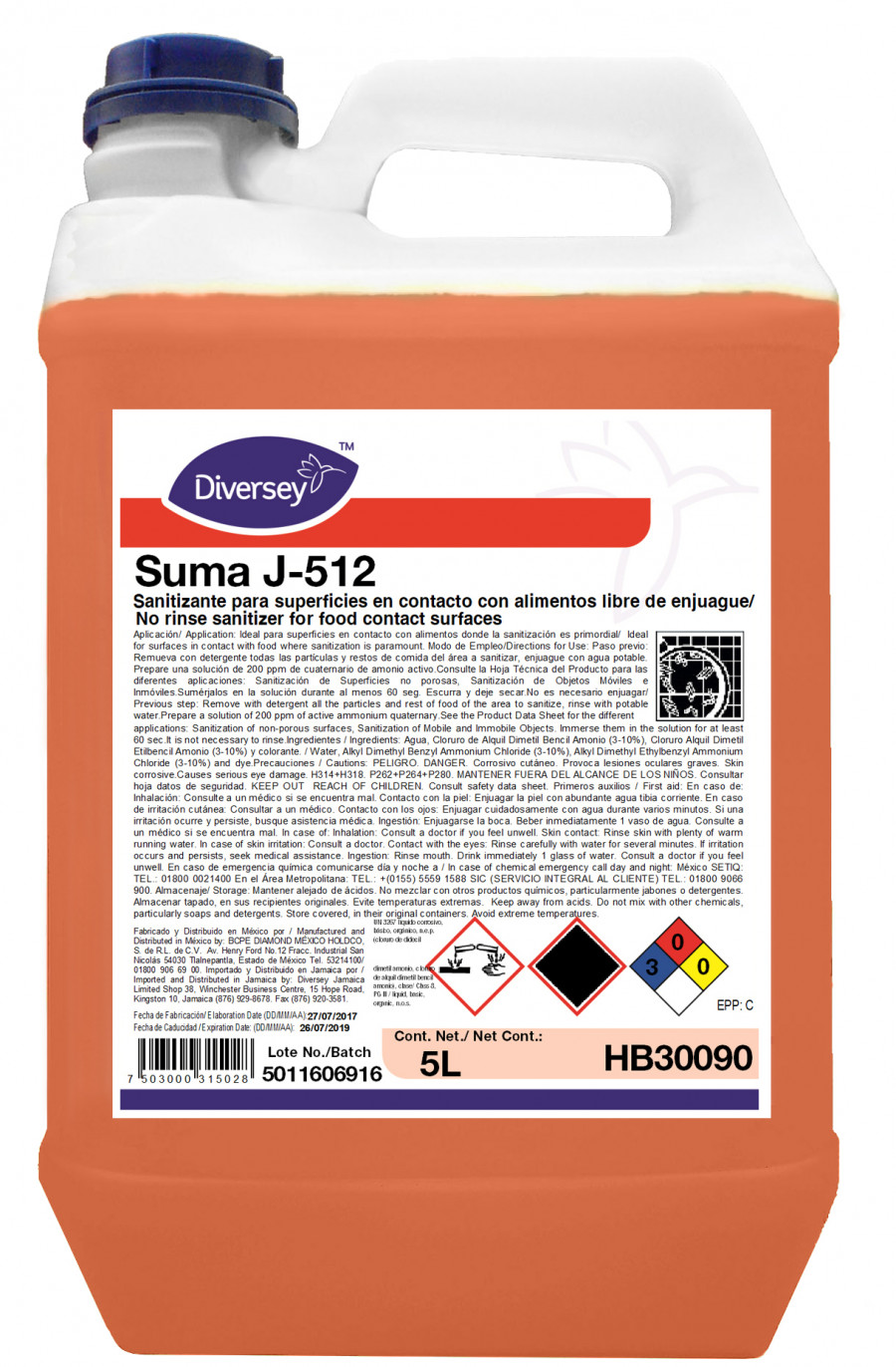 SUMA J-512 Sanitizante 4x5 lts  # HB30090